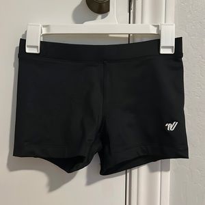 Black varsity spandex shorts (size small)